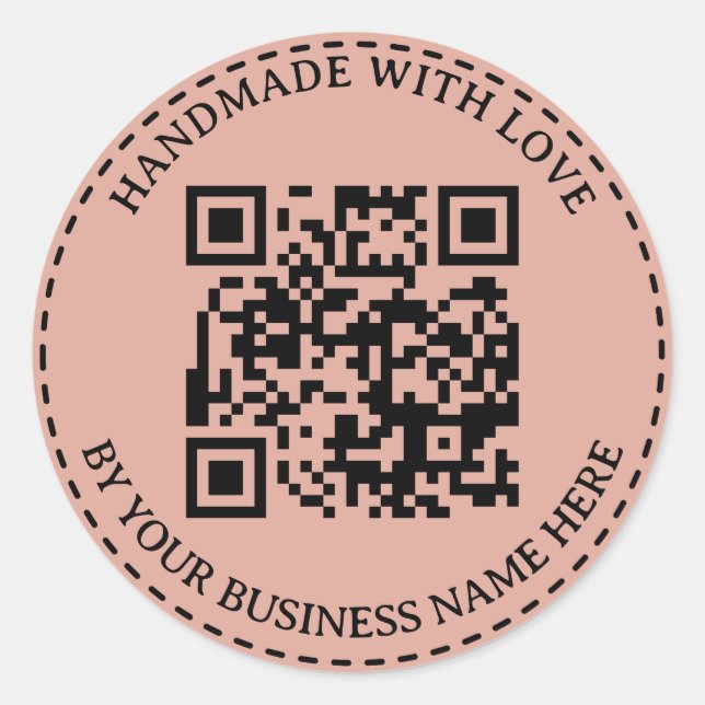 Blush | Personalised QR Code Handmade With Love  Classic Round Sticker (Front)