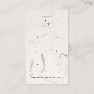 BLUSH PETAL HANDMADE PAPER 3 STUD EARRING DISPLAY BUSINESS CARD