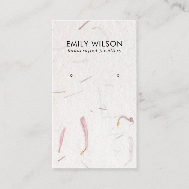 BLUSH PETAL HANDMADE PAPER  STUD EARRING DISPLAY BUSINESS CARD (Front)
