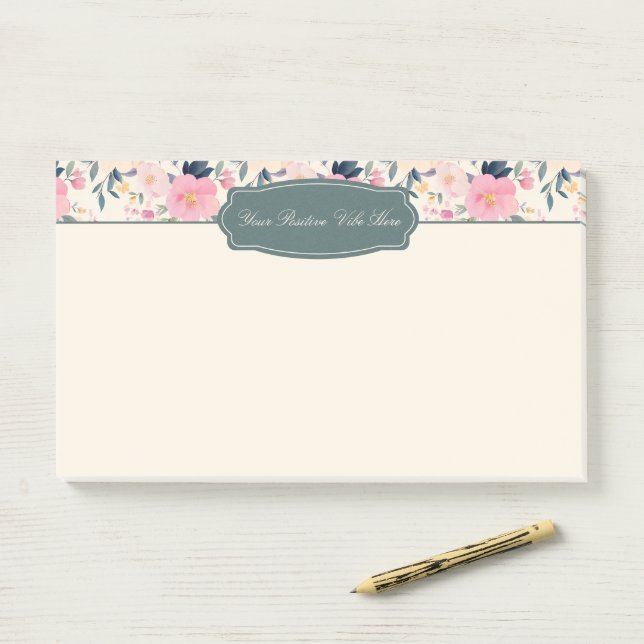 Blush Petals Pink Bloom Elegant Post-it Notes (On Desk)