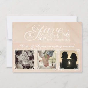 Blush Photo Save the Date with Monogram Invitation