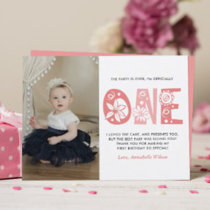 Blush Pink 1st Birthday Thank You  Postcard