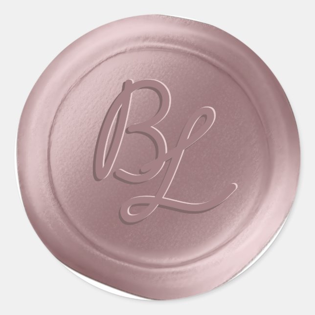 Blush Pink 2 Letter Monogram Wax Seal Stickers (Front)