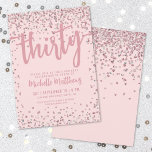 Blush Pink 30th Birthday Invitation<br><div class="desc">Introducing a chic and celebratory 30th birthday party invitation, perfect for marking this special milestone in style. The elegant design features a mix of silver glitter confetti, adding a touch of fun and festivity. At the top, "Thirty" is prominently displayed in bold calligraphy, setting the tone for an unforgettable celebration....</div>