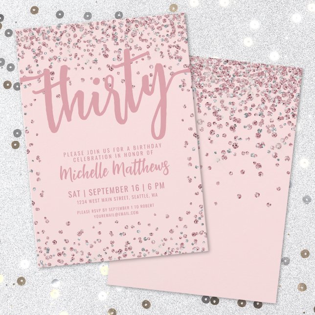 Blush Pink 30th Birthday Invitation (Blush Pink 30th Birthday Invitation)