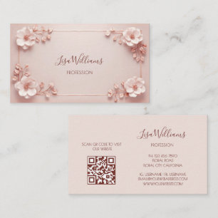 Blush Pink 3D Flowers Business Card