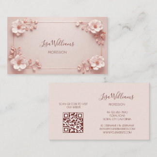 Blush Pink 3D Flowers Business Card