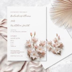 Blush Pink 3D Flowers  Invitation