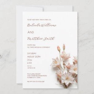 Blush Pink 3D Flowers  Invitation