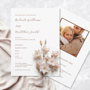 Blush Pink 3D Flowers   QR Code Invitation