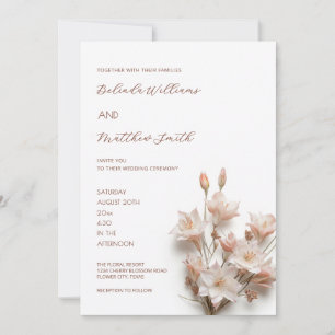 Blush Pink 3D Flowers   QR Code Invitation