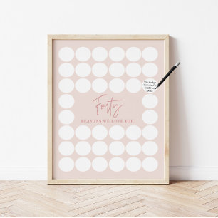 Blush Pink 40 Reasons We Love You Birthday Gift Poster