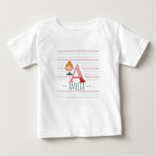 Blush Pink “A” Monogram Ballerina Baby T-Shirt