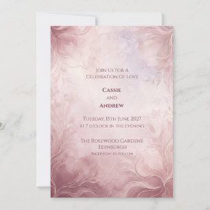 Blush Pink Abstract Floral Marble Wedding Invitation