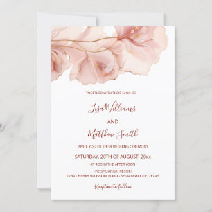 Blush Pink Abstract Flower Photo Wedding Invitation