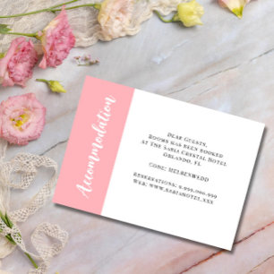 Blush Pink Accommodation Wedding Enclosure Card