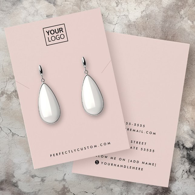 Blush pink add logo necklace earring display card (Blush pink add logo necklace earring display card)