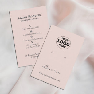Blush Pink Add Your Logo Earring Display Business Card