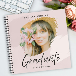 Blush Pink Add Your Photo Custom Graduation Guest Notebook