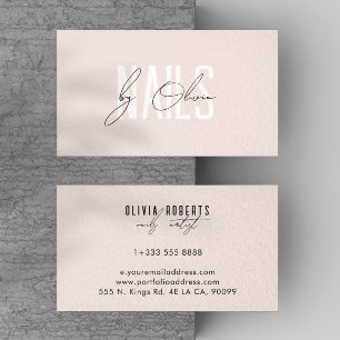 Blush Pink Aesthetic Typography Nail Artist Business Card