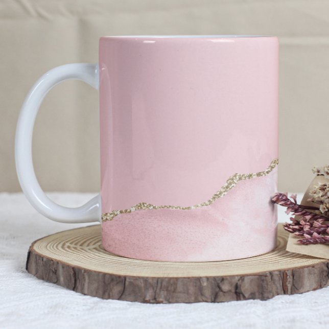 Blush Pink Agate Gold Glitter Coffee Mug (Creator Uploaded)