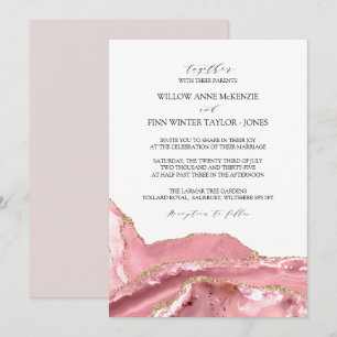 Blush Pink Agate Modern Wedding Invitation