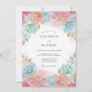 Blush Pink Airy Watercolor Wedding Invitation