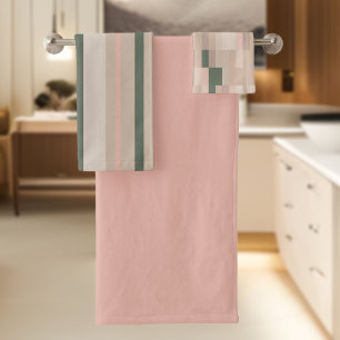 Blush Pink and Beige Bath Towel Set