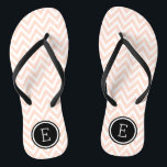 Blush Pink and Black Chevron Monogram Jandals<br><div class="desc">Custom printed flip flop sandals with a stylish modern chevron pattern and your custom monogram or other text in a circle frame. Click Customise It to change text fonts and colours or add your own images to create a unique one of a kind design!</div>