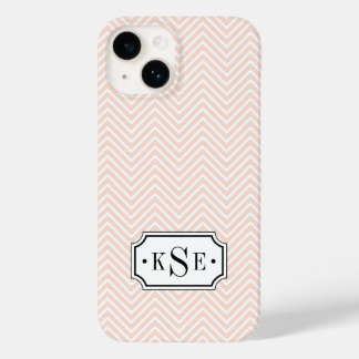 Blush Pink and Black Elegant Chevron Monogram Case-Mate iPhone 14 Case
