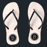 Blush Pink and Black Floral Damask Monogram Jandals<br><div class="desc">Custom printed flip flop sandals with a stylish elegant floral damask pattern and your custom monogram or other text in a circle frame. Click Customise It to change text fonts and colours or add your own images to create a unique one of a kind design!</div>