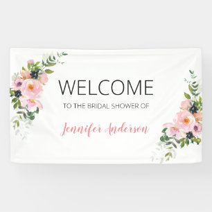 Blush Pink and Blue Floral Welcome Banner