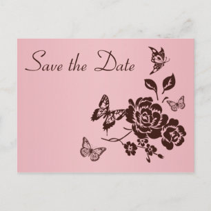 Blush Pink and Brown Floral Save the Date Card