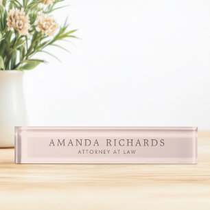 Blush pink and brown trendy nameplate