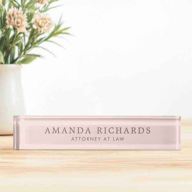 Blush pink and brown trendy nameplate (Blush pink and brown trendy desk name plate)