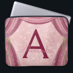 Blush Pink and Burgundy Curtains Monogram Name Laptop Sleeve<br><div class="desc">Blush Pink and Burgundy Curtains Girly Sparkle Monogram Case. This case can be customised to include your initial and first name.</div>