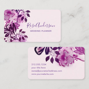 Blush Pink and Burgundy Floral Typography Business Card
