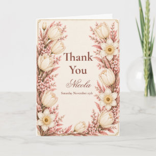 Blush Pink And Champagne Birthday Thank You Card