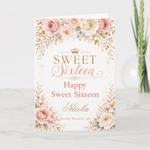 Blush Pink and Champagne Sweet Sixteen Card
