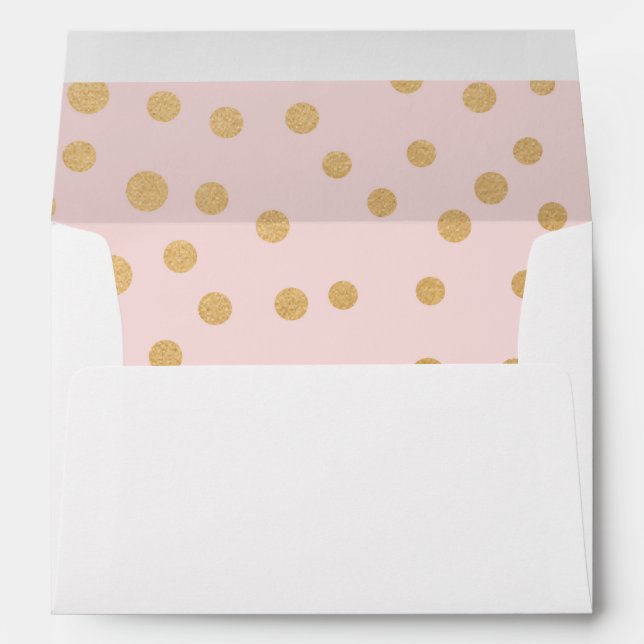 Blush pink and faux gold foil dots 5x7 envelope (Back (Bottom))