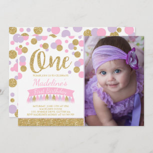 Blush Pink And Gold 1st Birthday Invitation