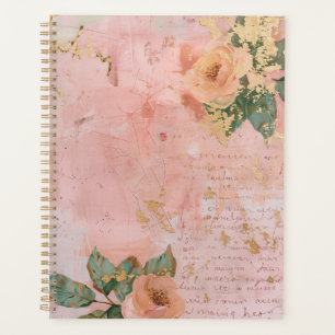 Blush Pink and Gold Abstract Floral Art Planner