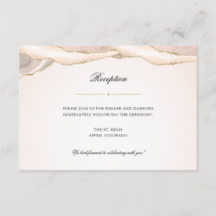 Blush Pink and Gold Agate Wedding Reception Enclosure Card
