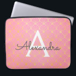 Blush Pink and Gold Art Deco Pattern Monogram Laptop Sleeve<br><div class="desc">Blush Pink and Gold Art Deco Geometric Pattern Monogram Laptop Case. This case can be customised to include your initial and first name. If you would like matching items then please contact the designer.</div>