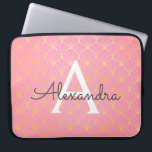Blush Pink and Gold Art Deco Pattern Monogram Laptop Sleeve<br><div class="desc">Blush Pink and Gold Art Deco Geometric Pattern Monogram Laptop Case. This case can be customised to include your initial and first name. If you would like matching items then please contact the designer.</div>