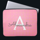 Blush Pink and Gold Art Deco Pattern Monogram Laptop Sleeve<br><div class="desc">Blush Pink and Gold Art Deco Geometric Pattern Monogram Laptop Case. This case can be customised to include your initial and first name. If you would like matching items then please contact the designer.</div>