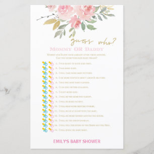 Blush Pink and Gold Baby Shower Game PRINTED