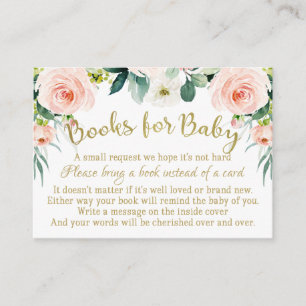 Blush Pink and Gold Books for Baby Insert card
