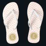 Blush Pink and Gold Chevron Monogram Jandals<br><div class="desc">Custom printed flip flop sandals with a stylish modern chevron pattern and your custom monogram or other text in a circle frame. Click Customise It to change text fonts and colours or add your own images to create a unique one of a kind design!</div>