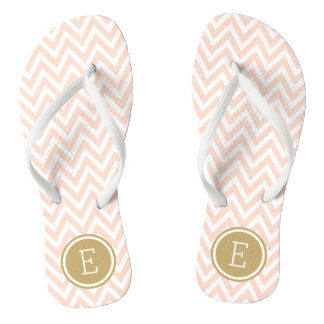 Blush Pink and Gold Chevron Monogram Jandals